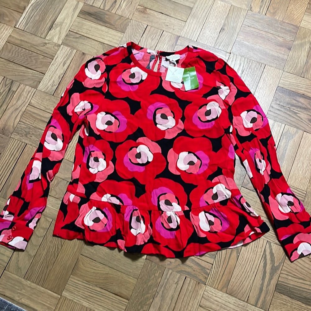 Kate Spade fun blouse poppy’s size 10 NWT